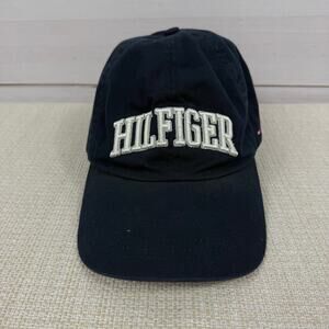 Tommy Hilfiger Embroidered Navy Blue Slideback Hat Adjustable Y2K